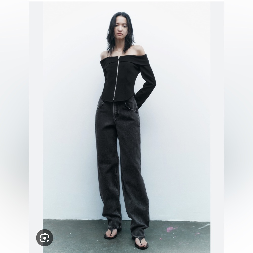Zara Off the Shoulder Zip Top
